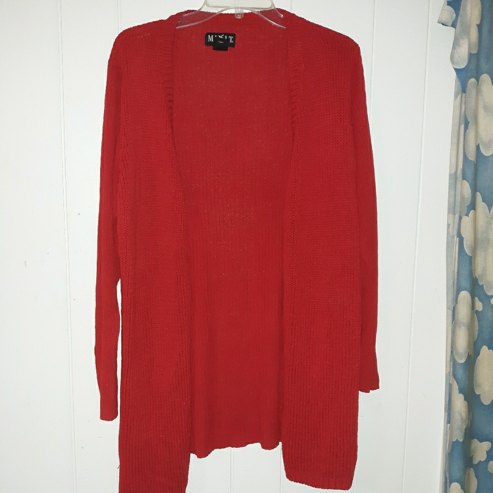 Mix It 2X Red Heavy Knit Cardigan Excellent Condit